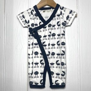 MONICA + ANDY NWOT Organic Cotton Navy Grill Print Kimono Longall Jumpsuit